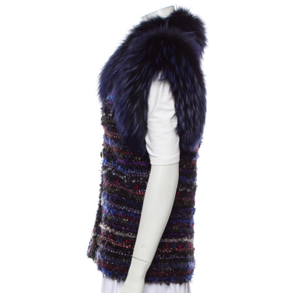 Nini K Saks Fifth Avenue Hade-Made Vest With Real Fox Hand Crocheted One Size - Picture 2 of 14